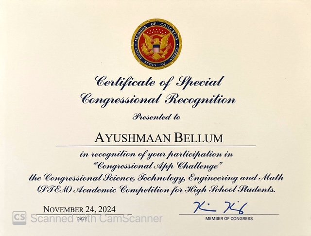 Congressional App Challenge Special Recognition